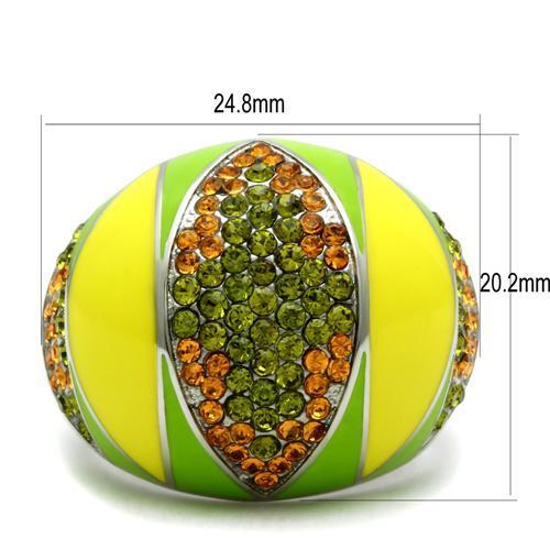 TK266 - High polished (no plating) Stainless Steel Ring with Top Grade Crystal  in Multi Color-1