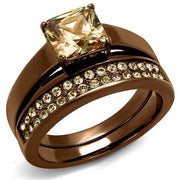 TK2670 - IP Coffee light Stainless Steel Ring with AAA Grade CZ  in Champagne-0