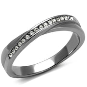 TK2684 - High polished (no plating) Stainless Steel Ring with Top Grade Crystal  in Clear-0