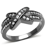 TK2689 - IP Light Black  (IP Gun) Stainless Steel Ring with AAA Grade CZ  in Clear-0