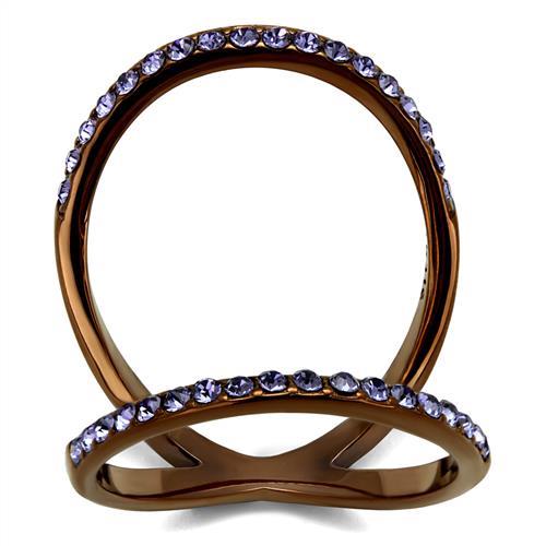 TK2693 - IP Coffee light Stainless Steel Ring with Top Grade Crystal  in Tanzanite-0