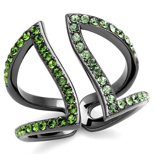 TK2694 - IP Light Black  (IP Gun) Stainless Steel Ring with Top Grade Crystal  in Multi Color-0