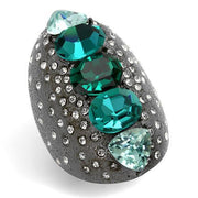 TK2698 - IP Light Black  (IP Gun) Stainless Steel Ring with Top Grade Crystal  in Multi Color-0