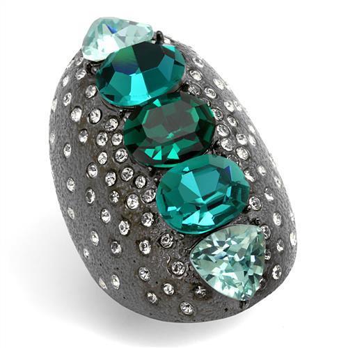 TK2698 - IP Light Black  (IP Gun) Stainless Steel Ring with Top Grade Crystal  in Multi Color-0
