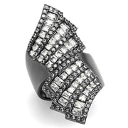 TK2699 - IP Light Black  (IP Gun) Stainless Steel Ring with AAA Grade CZ  in Clear-0