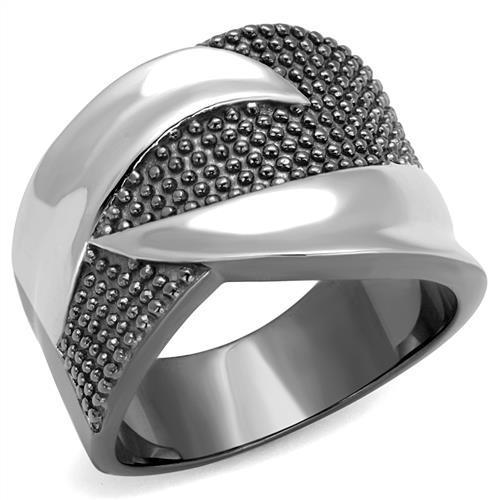 TK2700 - Two Tone IP Light Black (IP Gun) Stainless Steel Ring with No Stone-0