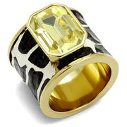 TK2701 - IP Gold(Ion Plating) Stainless Steel Ring with Top Grade Crystal  in Citrine Yellow-0