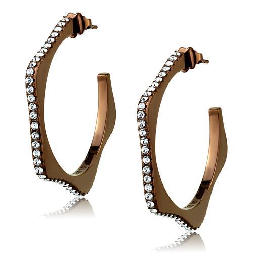TK2714 - IP Coffee light Stainless Steel Earrings with Top Grade Crystal  in Clear-0