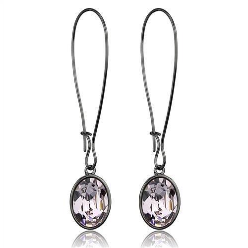 TK2719 - IP Light Black  (IP Gun) Stainless Steel Earrings with Top Grade Crystal  in Light Peach-0