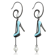 TK2721 - IP Light Black  (IP Gun) Stainless Steel Earrings with Synthetic Pearl in White-0