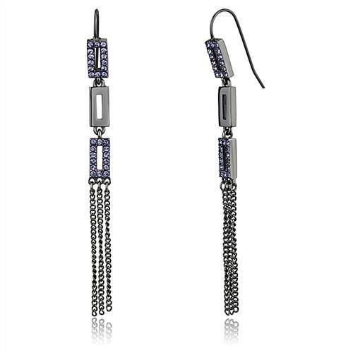 TK2722 - IP Light Black  (IP Gun) Stainless Steel Earrings with Top Grade Crystal  in Tanzanite-0