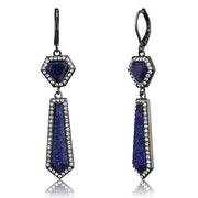 TK2723 - IP Light Black  (IP Gun) Stainless Steel Earrings with Precious Stone Lapis in Montana-0