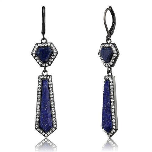 TK2723 - IP Light Black  (IP Gun) Stainless Steel Earrings with Precious Stone Lapis in Montana-0