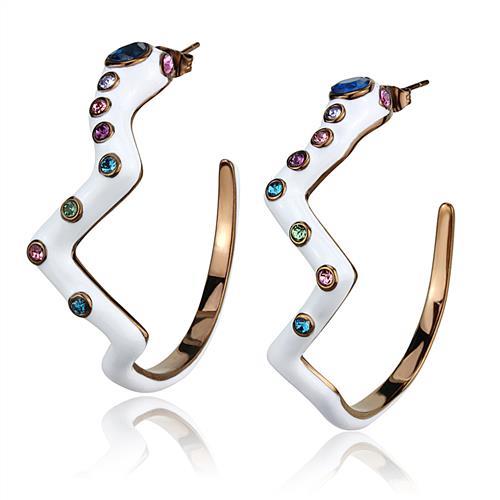 TK2729 - IP Coffee light Stainless Steel Earrings with Top Grade Crystal  in Multi Color-0