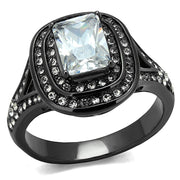 TK2731 - IP Light Black  (IP Gun) Stainless Steel Ring with AAA Grade CZ  in Clear-0