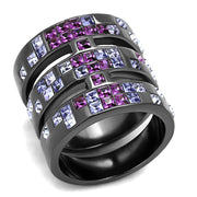 TK2734 - IP Light Black  (IP Gun) Stainless Steel Ring with Top Grade Crystal  in Multi Color-0