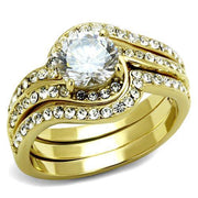 TK2742 - IP Gold(Ion Plating) Stainless Steel Ring with AAA Grade CZ  in Clear-0