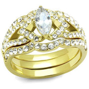 TK2743 - IP Gold(Ion Plating) Stainless Steel Ring with AAA Grade CZ  in Clear-0