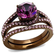 TK2745 - IP Coffee light Stainless Steel Ring with Top Grade Crystal  in Amethyst-0