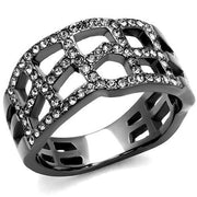 TK2753 - IP Light Black  (IP Gun) Stainless Steel Ring with Top Grade Crystal  in Black Diamond-0