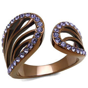 TK2755 - IP Coffee light Stainless Steel Ring with Top Grade Crystal  in Tanzanite-0