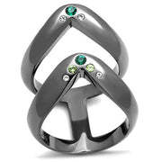 TK2757 - IP Light Black  (IP Gun) Stainless Steel Ring with Top Grade Crystal  in Multi Color-0