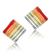 TK275 - High polished (no plating) Stainless Steel Earrings with Top Grade Crystal  in Clear-0