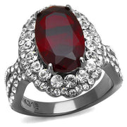 TK2761 - IP Light Black  (IP Gun) Stainless Steel Ring with Synthetic Synthetic Glass in Siam-0