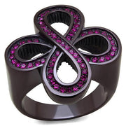 TK2763 - IP Dark Brown (IP coffee) Stainless Steel Ring with Top Grade Crystal  in Fuchsia-0