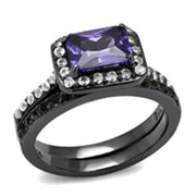 TK2778 - IP Light Black  (IP Gun) Stainless Steel Ring with AAA Grade CZ  in Tanzanite-0