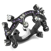 TK2780 - IP Light Black  (IP Gun) Stainless Steel Ring with AAA Grade CZ  in Clear-0
