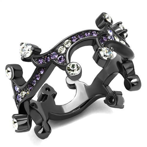 TK2780 - IP Light Black  (IP Gun) Stainless Steel Ring with AAA Grade CZ  in Clear-0