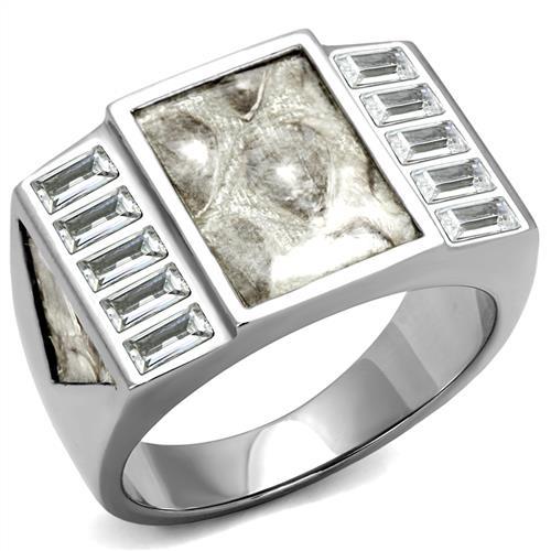 TK2784 - No Plating Stainless Steel Ring with AAA Grade CZ  in Clear-0