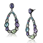 TK2785 - IP Light Black  (IP Gun) Stainless Steel Earrings with AAA Grade CZ  in Multi Color-0