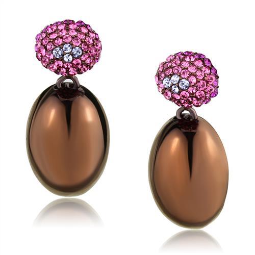 TK2787 - IP Coffee light Stainless Steel Earrings with Top Grade Crystal  in Multi Color-0