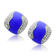 TK278 - High polished (no plating) Stainless Steel Earrings with Top Grade Crystal  in Clear-0