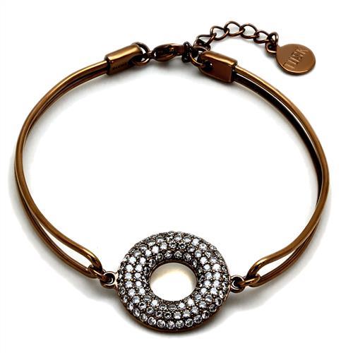 TK2793 - IP Coffee light Stainless Steel Bangle with AAA Grade CZ  in Clear-0