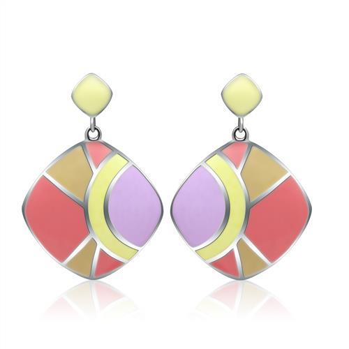 TK279 - High polished (no plating) Stainless Steel Earrings with Epoxy  in No Stone-0