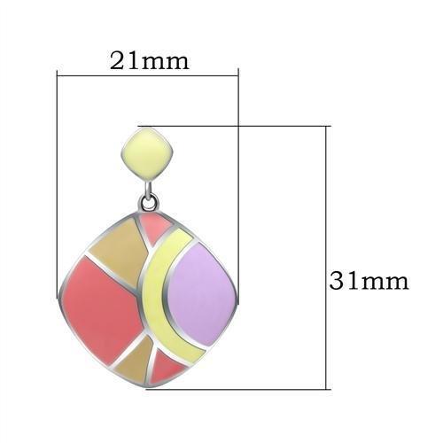 TK279 - High polished (no plating) Stainless Steel Earrings with Epoxy  in No Stone-1