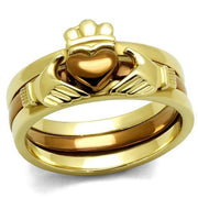 TK2801 - IP Gold & IP Light Brown (IP Light coffee) Stainless Steel Ring with No Stone-0