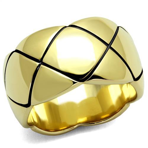 TK2803 - IP Gold(Ion Plating) Stainless Steel Ring with No Stone-0