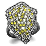 TK2805 - IP Light Black  (IP Gun) Stainless Steel Ring with Top Grade Crystal  in Multi Color-0