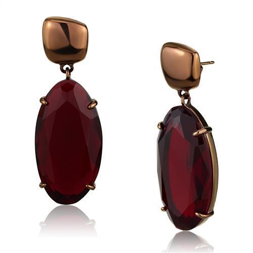 TK2818 - IP Coffee light Stainless Steel Earrings with Synthetic Synthetic Glass in Siam-0
