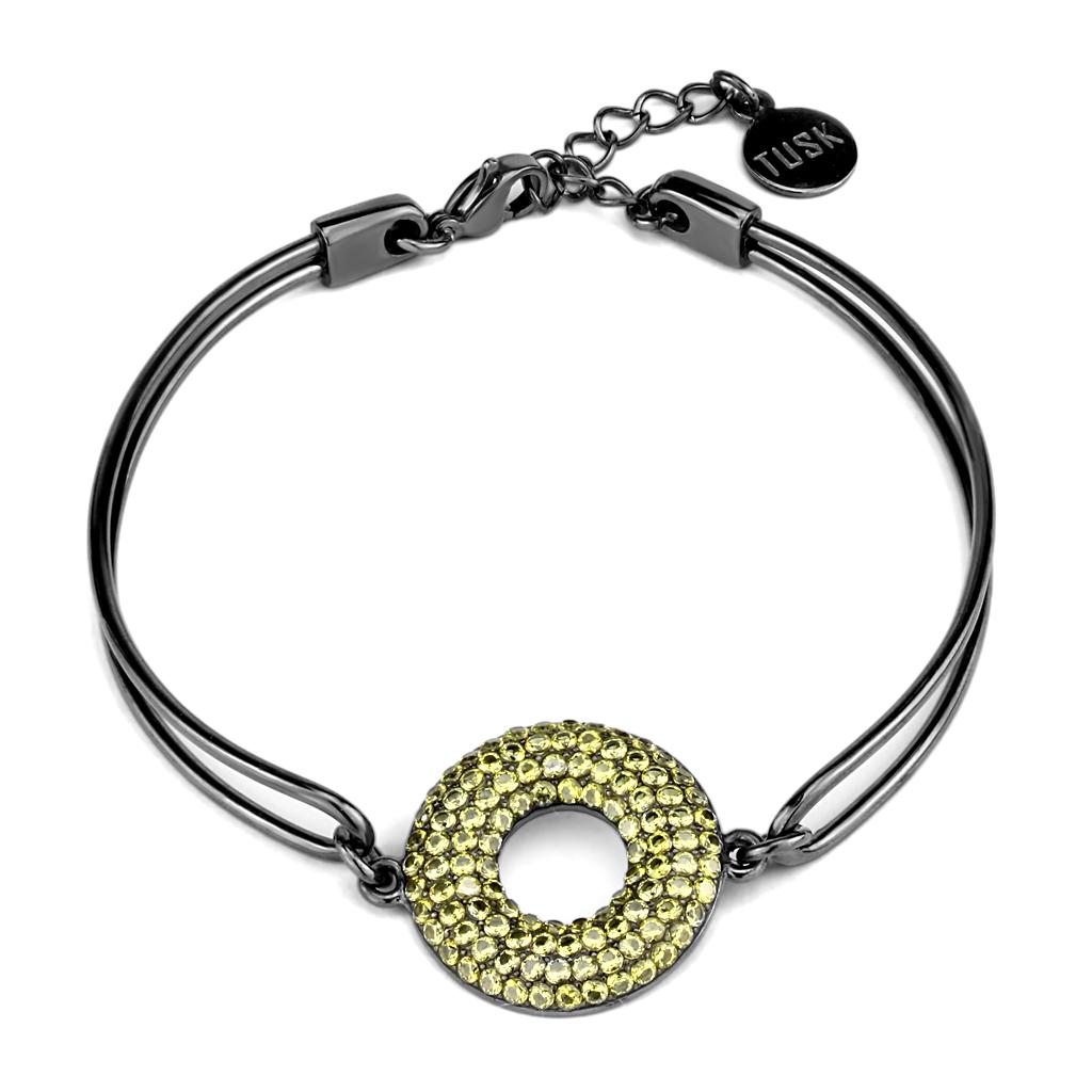 TK2824 - IP Light Black  (IP Gun) Stainless Steel Bangle with AAA Grade CZ  in Topaz-0