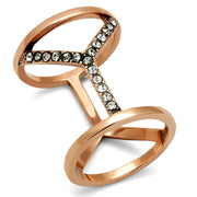 TK2825 - IP Rose Gold(Ion Plating) Stainless Steel Ring with Top Grade Crystal  in Clear-0