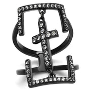 TK2826 - IP Light Black  (IP Gun) Stainless Steel Ring with AAA Grade CZ  in Clear-0