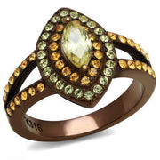 TK2838 - IP Coffee light Stainless Steel Ring with AAA Grade CZ  in Citrine Yellow-0
