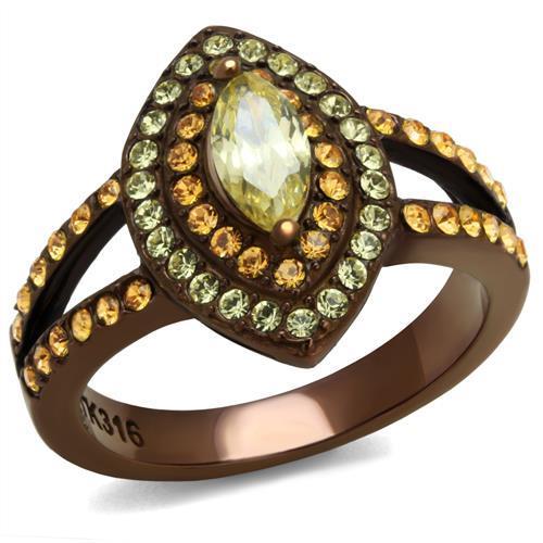 TK2838 - IP Coffee light Stainless Steel Ring with AAA Grade CZ  in Citrine Yellow-0