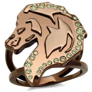 TK2842 - IP Coffee light Stainless Steel Ring with Top Grade Crystal  in Citrine Yellow-0