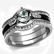 TK2843 - High polished (no plating) Stainless Steel Ring with Top Grade Crystal  in Clear-0